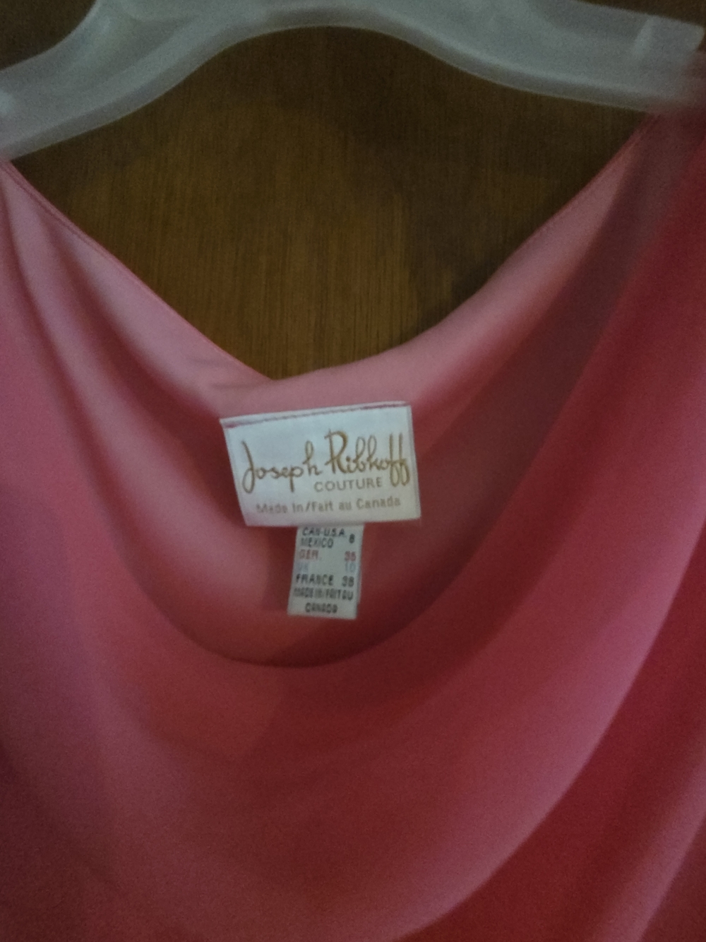 Joseph Ribkoff Coral-Pink Asymmetrical Ruffle Dress - Picture 2 of 6